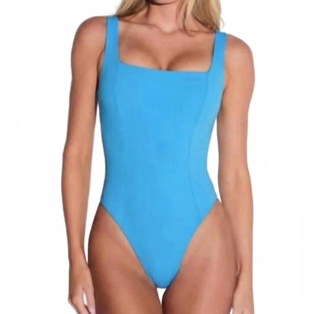 NEW TA3 hi cut squarey one piece in aqua